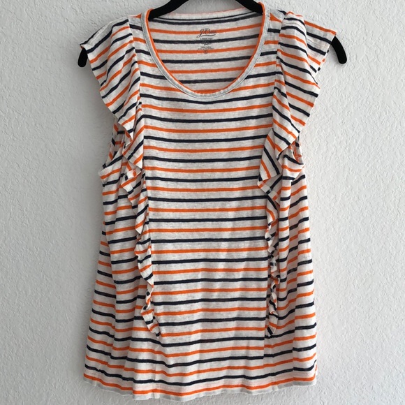 J.Crew Linen Ruffle Sleeve Tee Tank - Picture 1 of 3